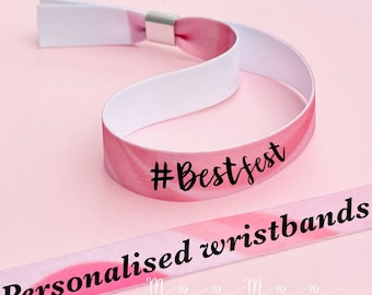 Personalised fabric wristbands | Pink wristband | Add any text | Wedding wristbands | Festival wristband | reusable wristband