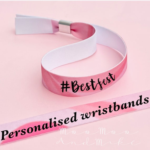 Personalised fabric wristbands | Pink wristband | Add any text | Wedding wristbands | Festival wristband | reusable wristband