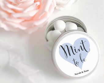 Set of 10 mint Wedding Favours  | Personalised Wedding Favor | Tin 50ml | Mint to be.