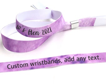 Personalised fabric wristbands | Purple tie dye design | Add any text | Wedding wristbands | Festival wristbands | removable wristbands