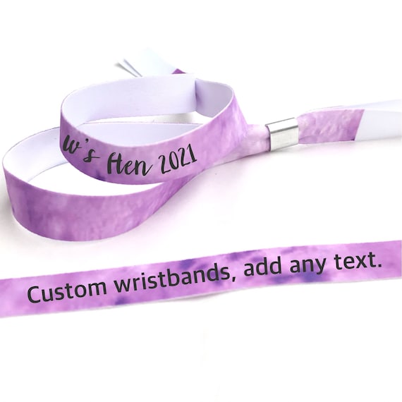 Personalised fabric wristbands | Purple tie dye design | Add any text | Wedding wristbands | Festival wristbands | removable wristbands