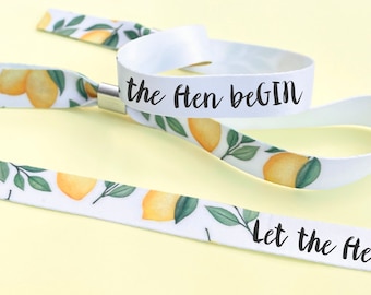 Personalised fabric wristbands | Lemon design | Add any text | Wedding wristbands | Festival wristbands | reusable wristbands