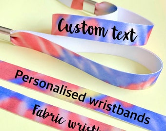 Personalised fabric wristbands | Tie dye wristband | Add any text | Wedding wristbands | Festival wristband | reusable wristband