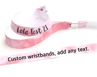 Personalised fabric wristband | Tie dye design | Add any text | Wedding wristbands | Festival wristbands | Pink (blush) tie dye