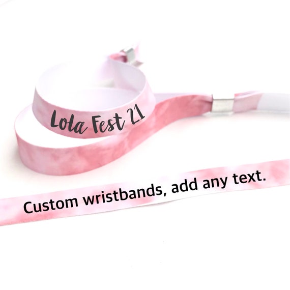 Personalised fabric wristband | Tie dye design | Add any text | Wedding wristbands | Festival wristbands | Pink (blush) tie dye