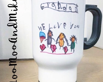 Custom travel mug | Your childs artwork on a mug | Childrens artwork mug | Add any picture / drawing | Personalised mug | Custom mug