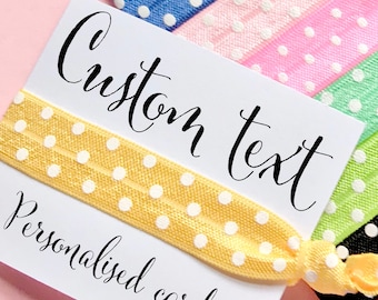 Custom hair ties | Add any text | Hair ties | Customisable elastic hair tie | Favours | Hen party favours | Personalised favours