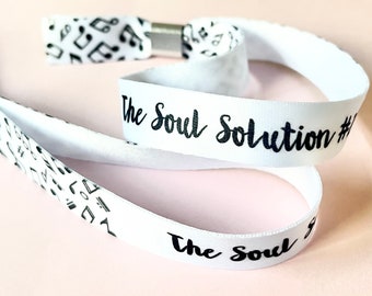 Personalised fabric wristbands | Add any text | Music note wristbands | Music Festival wristbands | reusable wristbands