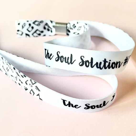 Personalised fabric wristbands | Add any text | Music note wristbands | Musical theme Festival wristbands | reusable wristbands