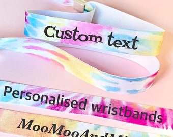 Personalised fabric wristbands | Tie dye wristband | Add any text | Wedding wristbands | Festival wristband | reusable wristband