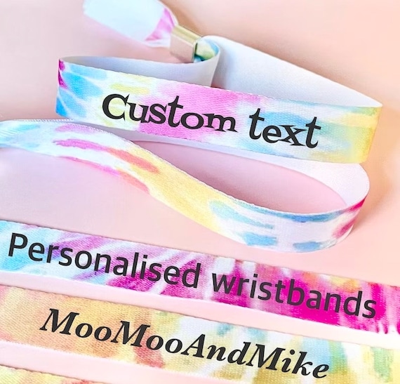 Personalised fabric wristbands | Tie dye wristband | Add any text | Wedding wristbands | Festival wristband | reusable wristband