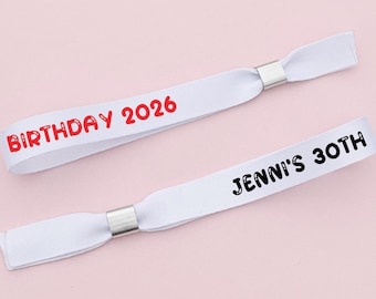 Personalised fabric wristbands | Bubble text | Party wristbands  | Festival wristbands | reusable wristbands