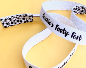 Personalised fabric wristbands | Add any text | Football themed wristbands | Festival wristbands | removable wristbands