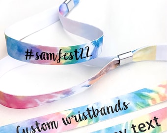 Personalised fabric wristbands | Tie dye wristband | Add any text | Wedding wristbands | Festival wristbands | reusable wristbands