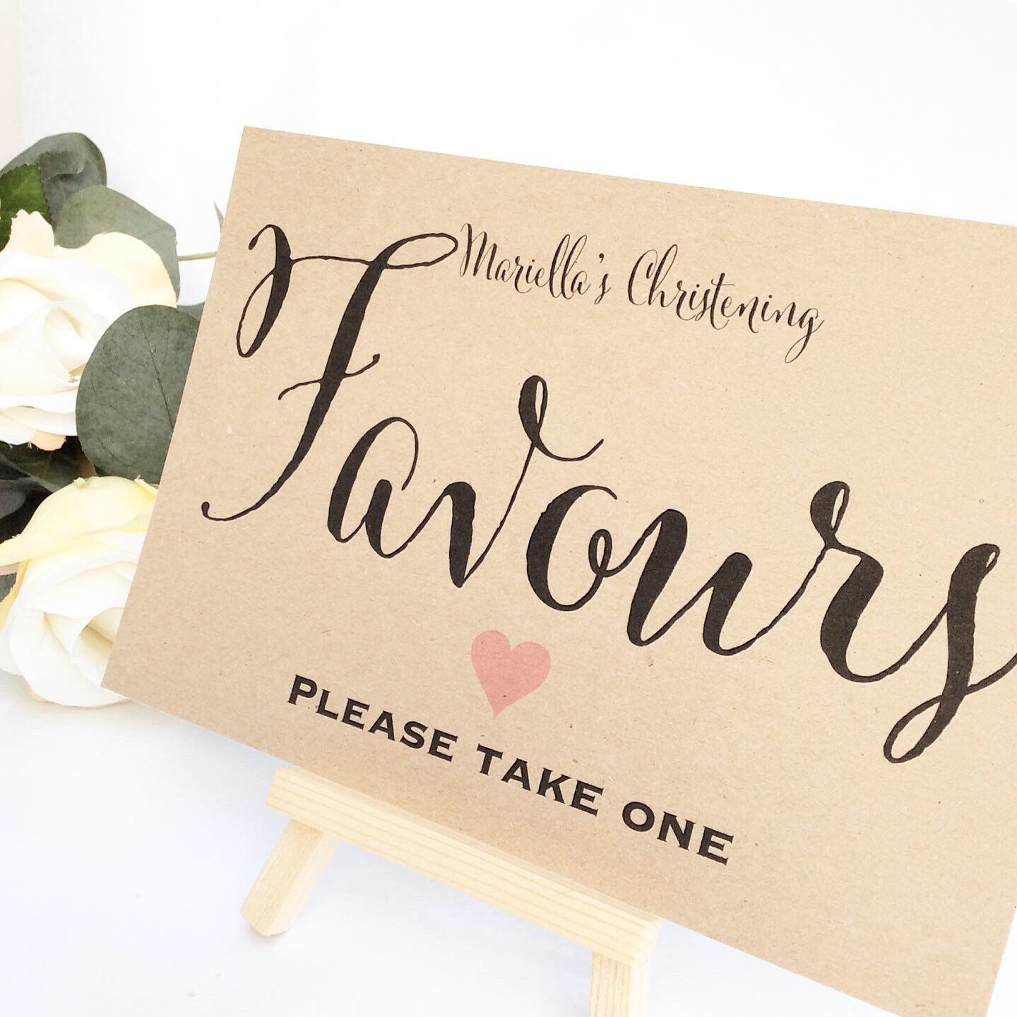 Favour sign comes with small easel to stand on, Add any text, Wedding  favour sign, Party favours, Birthday party favours
