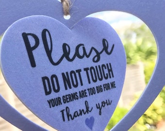 Please Don't Touch Baby Sign: 3D Heart Car Seat Buggy Sign