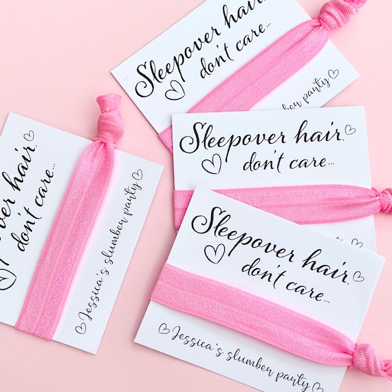 Customisable elastic hair tie | Sleep over hair don’t care | Favours | Personalised favours