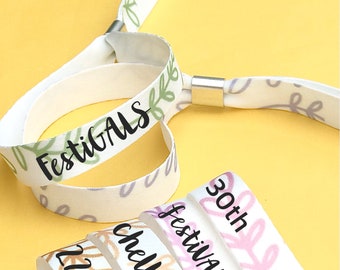 Personalised fabric wristbands | Add any text | Wedding wristbands | Festival wristbands | Favours | reusable wristbands