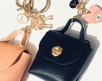 Personalised mini purse key chain - handbag charm - faux leather bag keychain - Coinpurse keyring - handbag charms
