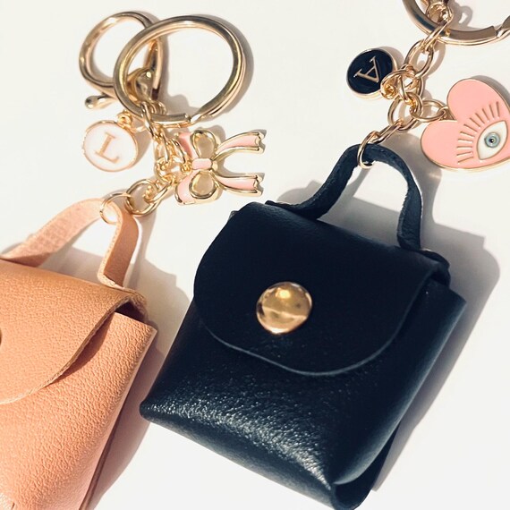 Personalised mini purse key chain - handbag charm - faux leather bag keychain - Coinpurse keyring - handbag charms