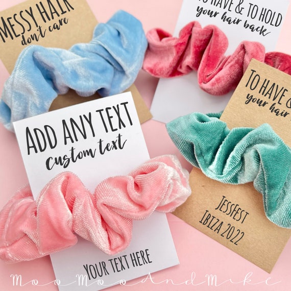 Personalised Scrunchie Gift | Add any text Hen Party Favours | Presents for Bridal Shower | Velvet Scrunchie