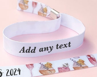 Personalised fabric wristbands | Add any text | Wedding wristbands | Cocktail Festival wristbands | reusable wristbands