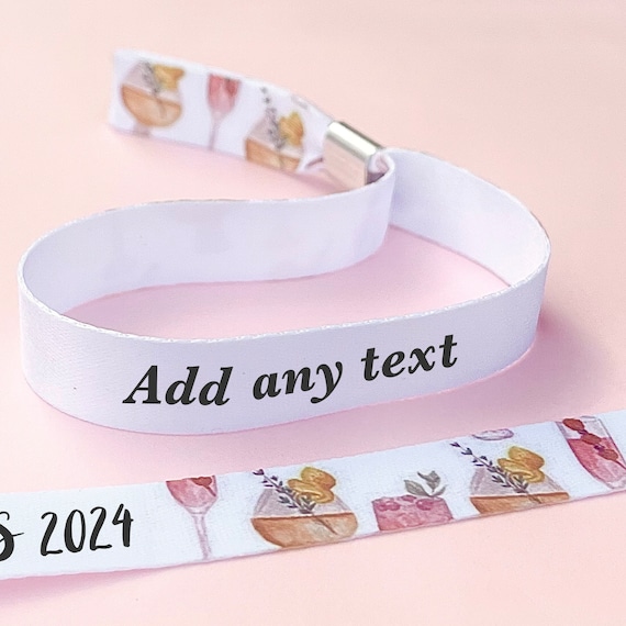 Personalised fabric wristbands | Add any text | Wedding wristbands | Cocktail Festival wristbands | reusable wristbands