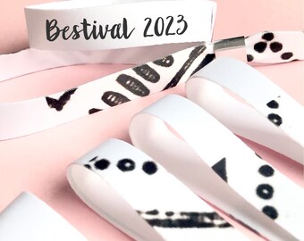 Personalised fabric wristbands | Boho design | Add any text | Wedding wristbands | Festival wristbands | Favours | Aztec design