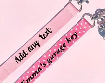 Personalised fabric keychain - Personalised Key Ring - Key Chain - Running Strap - key wrist strap - Printed with Name or message