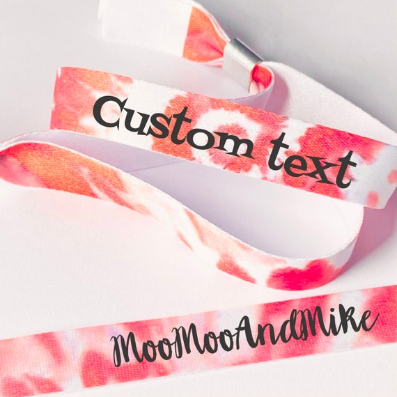 Personalised fabric wristbands | Tie dye design | Add any text | Wedding wristbands | Festival wristbands | Red tie dye