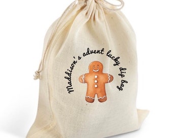 Advent lucky dip bag | Personalised Christmas advent sack | Drawstring bag | Children's bag | Christmas sack |