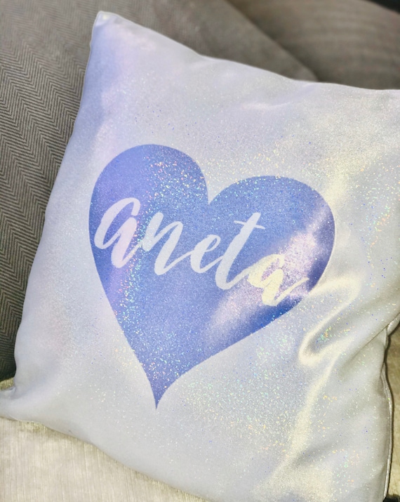 Sparkling Personalised cushion cover | Pink or Sliver | Glitter cushion | Personalised pillows | Bedroom decor | Home decor | Add any text