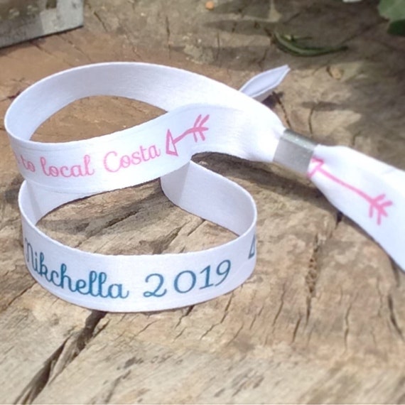 Personalised fabric wristbands | Add any text | Wedding wristbands | Festival wristbands | Hen party wristband | Save the date | Hen favour