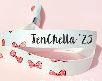 Personalised fabric wristbands | Bow wristband | Add any text | Festival wristband | reusable wristband