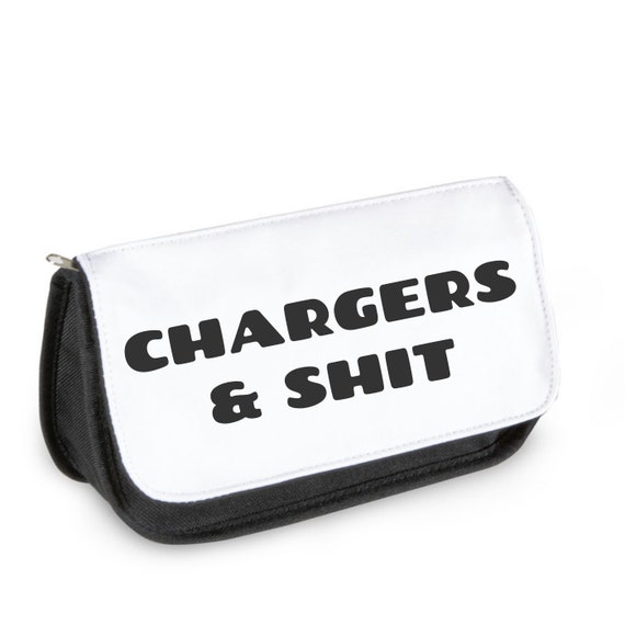 Personalised bag | Chargers and shit | Add any text - make up and shit Cosmetic - pencil case | Travel gifts | School supplies