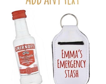 Personalised emergency drink keyring - Mini alcohol keyring - Custom Keyring drink holder - Mini booze gifts