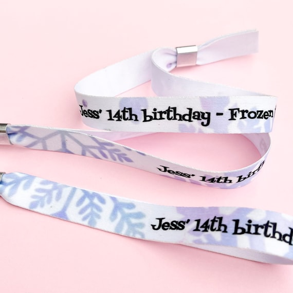 Personalised fabric wristbands | Snowflake design | Add any text | Birthday wristbands | Festival wristbands | Christmas wristbands