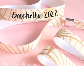 Personalised fabric wristbands | Gold Art Deco 1920’s design | Add any text | reusable wristbands  | Festival wristbands