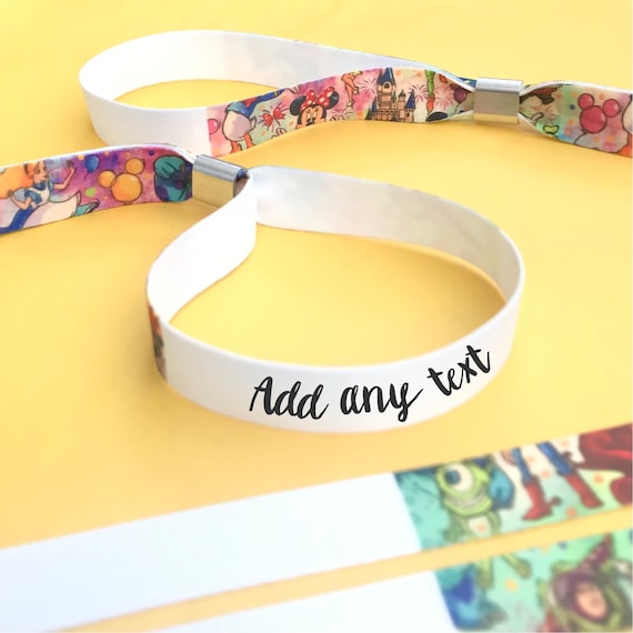 Disney theme wristbands | Custom wristbands | fabric wristbands | Add any text | Birthday party wristbands | reusable wristbands