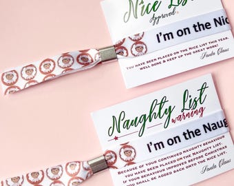 Nice list gifts | Naughty or Nice list Wristbands | Naughty or Nice list gifts | elf ideas | Christmas wristband | Christmas Eve box