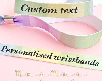 Personalised fabric wristbands | Pastel design | Add any text | Wedding wristbands | Festival wristbands | reusable wristbands