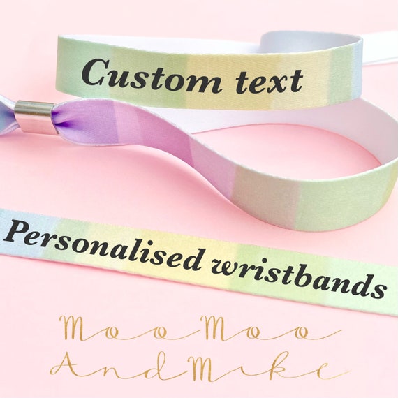 Personalised fabric wristbands | Pastel design | Add any text | Wedding wristbands | Festival wristbands | reusable wristbands