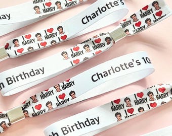 Harry styles wristbands | Party wristbands | Add any text | I heart Harry wristbands | Festival theme | Harry styles Custom wristbands
