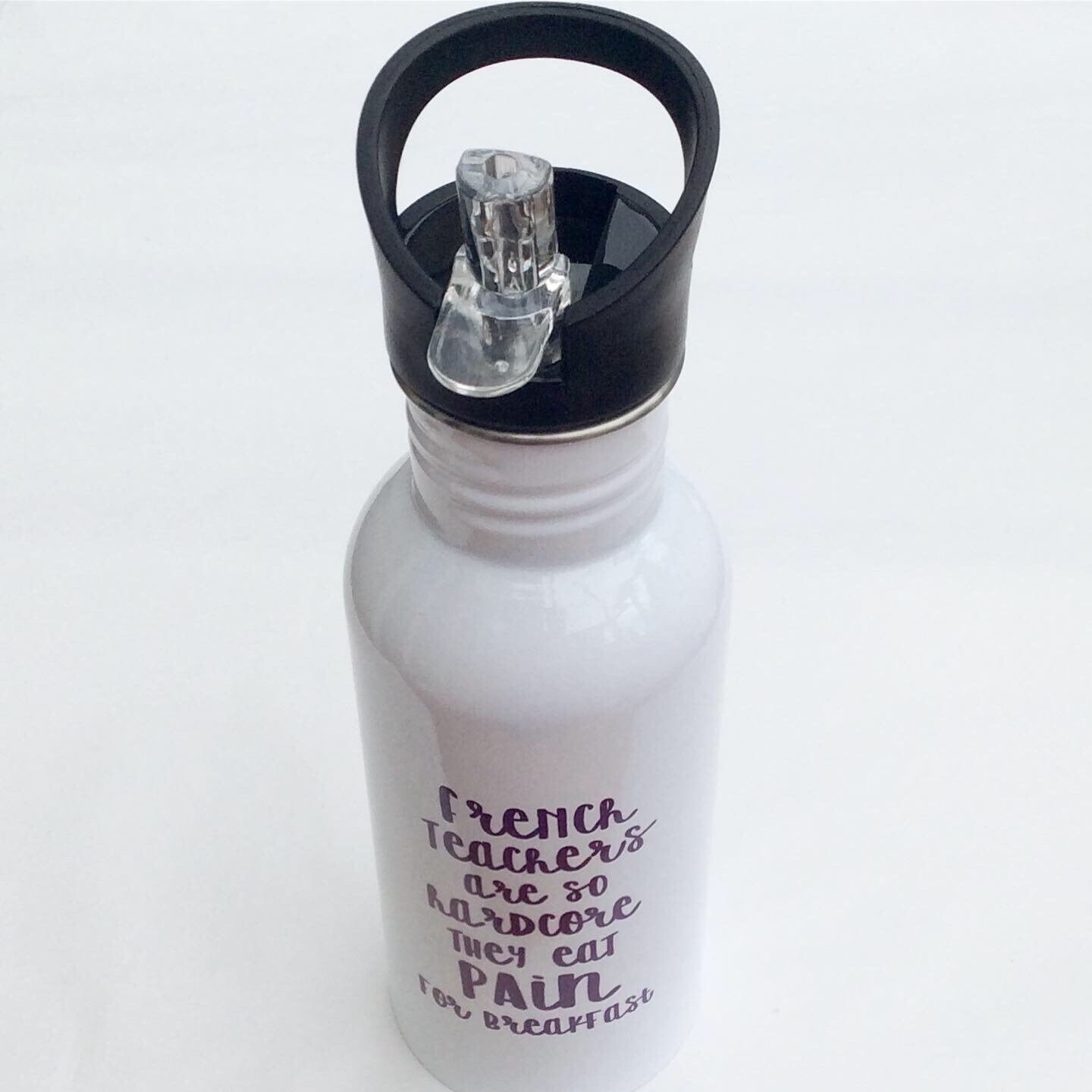 Water bottle with integrated straw top Add any text Aluminium 600ml