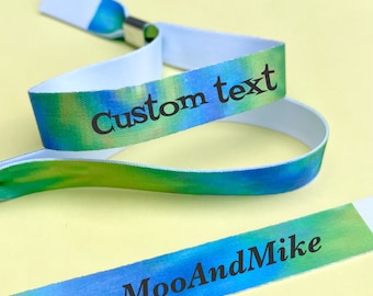 Personalised fabric wristbands | Tie dye wristband | Add any text | Wedding wristbands | Festival wristband | reusable wristband
