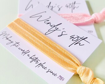 Customisable elastic hair tie | Birthday hair ties | Favours | Personalised favours