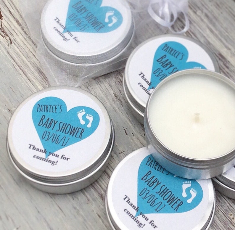 Set of 10 candle personalised baby shower Favours Soy Favour Etsy