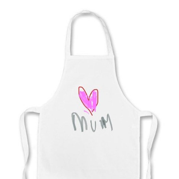 Your childs artwork apron | Childrens artwork Personalised Apron | Own design White Apron | Kitchenware | Cooking gifts