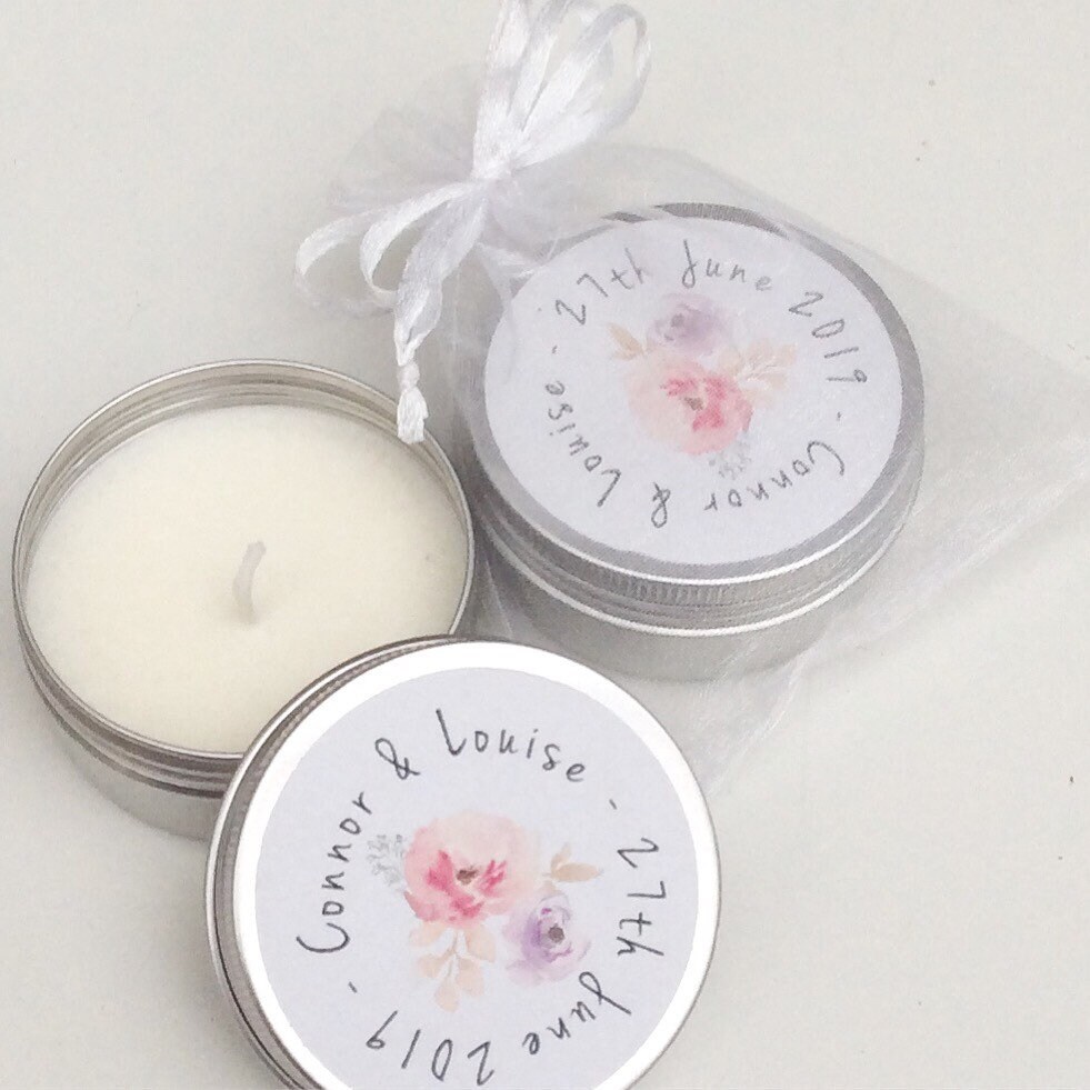 Set of 10 personalised candle Wedding Favours Soy Favour Candles