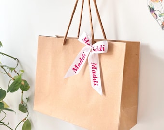 Personalised gift bag - Custom wedding gift Bag - Gift bags - Party bag - Personalised ribbon gift bag.